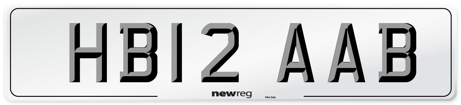 HB12 AAB Number Plate from New Reg